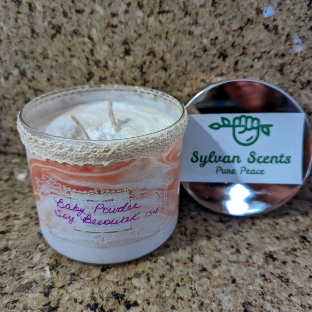 15 oz.  Baby powder soy candle